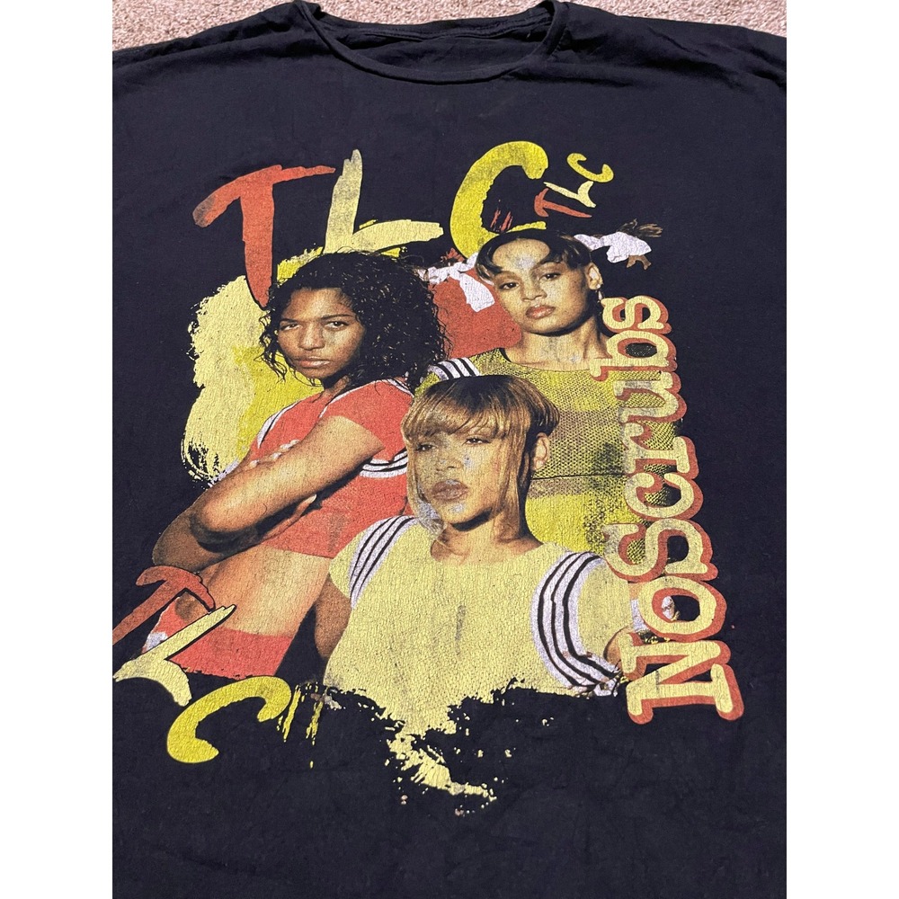 TLC No Scrubs Graphic T-Shirt Mens Black Short Sleeve 90s R&B Music Tee